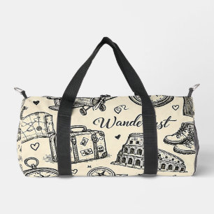 Sac De Sport Aventures de voyage vintage motif sans couture