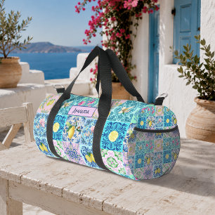 Sac De Sport Azulejo sicilien turquoise Citrus Méditerranéen