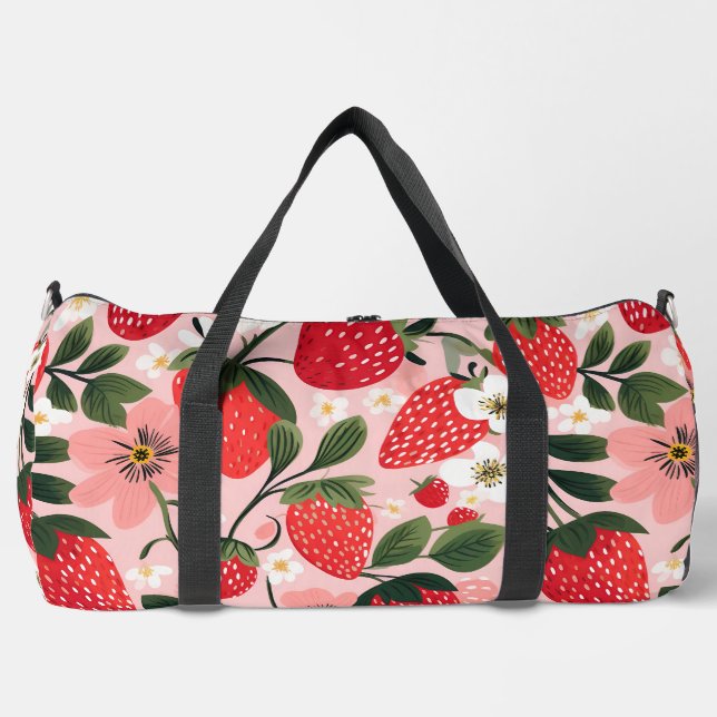 Sac De Sport Baies rouges luxuriantes et fleurs (Recto)