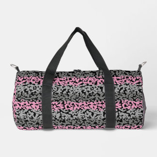 Sac De Sport Bandes pixelisées numériques roses, grises et noir