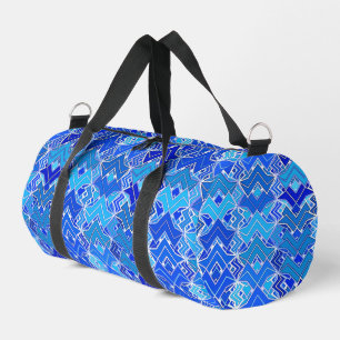 Sac De Sport Batik Tribal Print, Cobalt et Cerulean Blue
