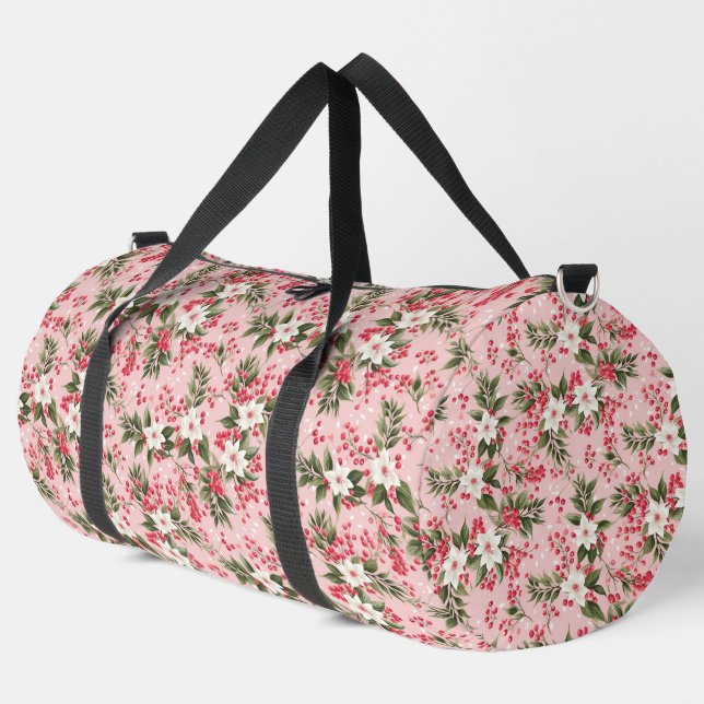 Sac De Sport Beau Shabby Chic rose Noël Berry Floral (Coin gauche)