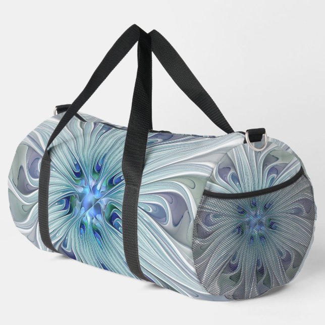 Sac De Sport Beauté florale Abstraite moderne Blue Pastel Flowe (Coin droit)