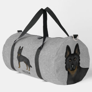 Sac De Sport Berger Allemand Bi-Noir Et Nom Personnalisé Gris