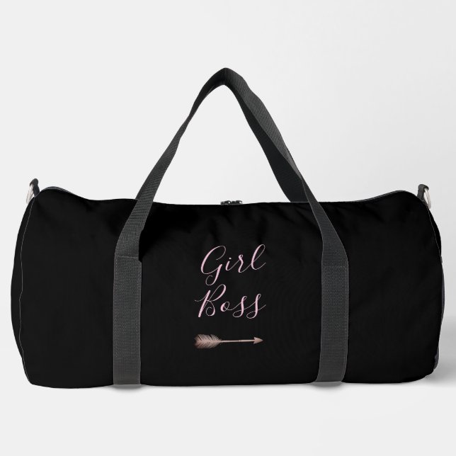 Sac De Sport Black Elegant Script Girl Boss (Recto)