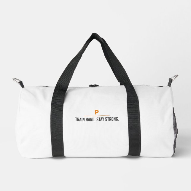 Sac de sport blanc Train Hard Stay Strong Gym (Recto)