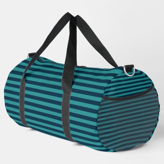 Sac De Sport Bleu de Prusse et Rayures Sarcelle (Coin droit)