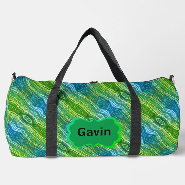 Sac De Sport Bleu Vert Jaune Zigzag (Recto)