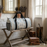 Bleu vintage et rayures crème Campagne française
