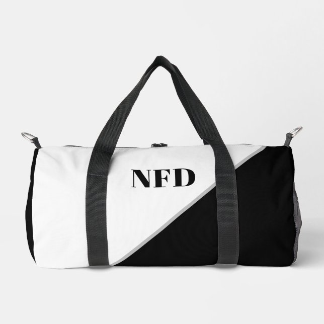 Sac De Sport Bloc de couleur moderne - Monogramme noir et blanc (Recto)