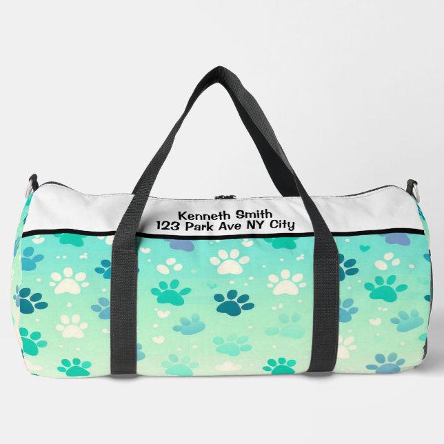 Sac De Sport Blue Green Gradient Paw Print Bag (Recto)