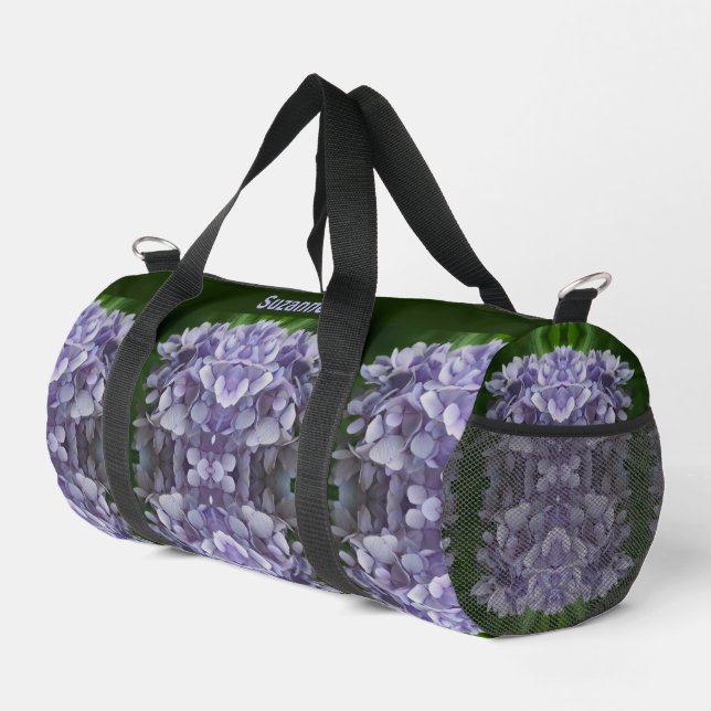 Sac De Sport Blue Hydrangea Petals Abstrait Personnalisé (Coin droit)