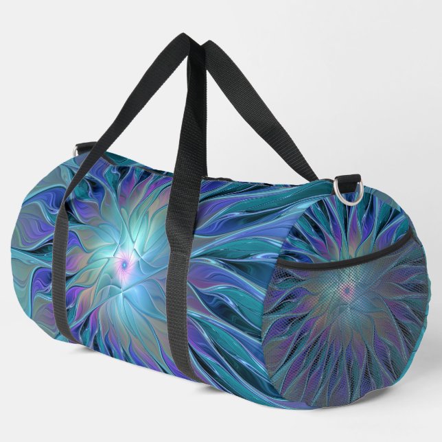 Sac De Sport Blue Purple Flower Dream Abstrait Fractal Art (Coin droit)