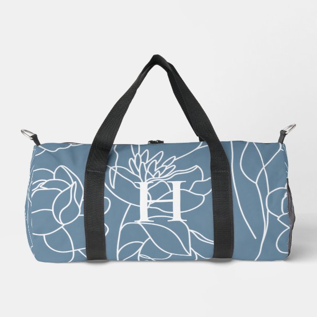 Sac De Sport Blue Purple Watercolor Wildflower Monogram (Recto)