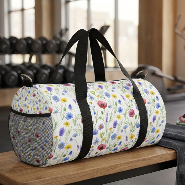 Sac De Sport Blue Red Watercolor Wildflower (Créateur téléchargé)