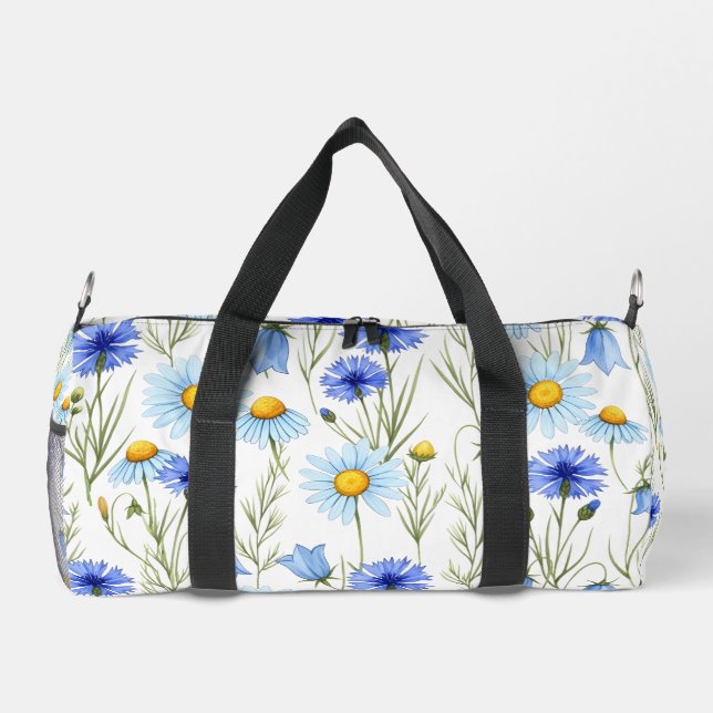 Sac De Sport Blue Watercolor Wildflower (Verso)