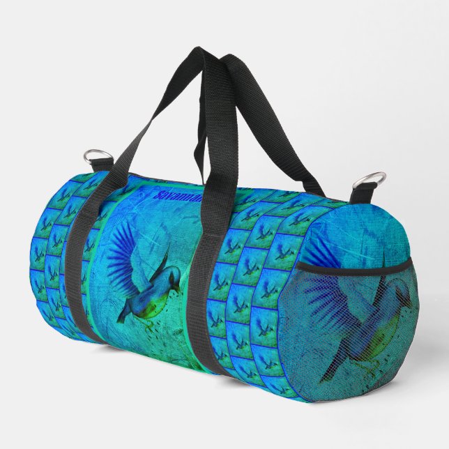 Sac De Sport Bluebird Abstrait Animal Art Personnalisé (Coin droit)