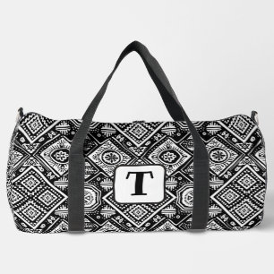 Sac De Sport Boho Black White Ethnic motif 3