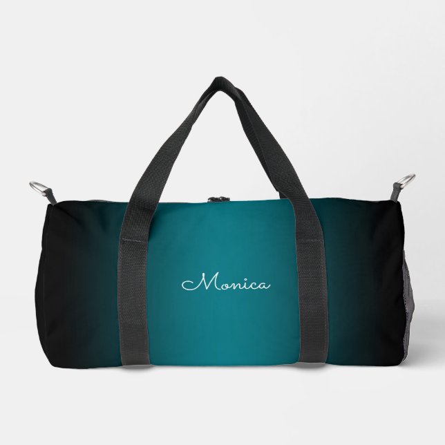 Sac De Sport Bordure noire sarcelle ombrée (Recto)