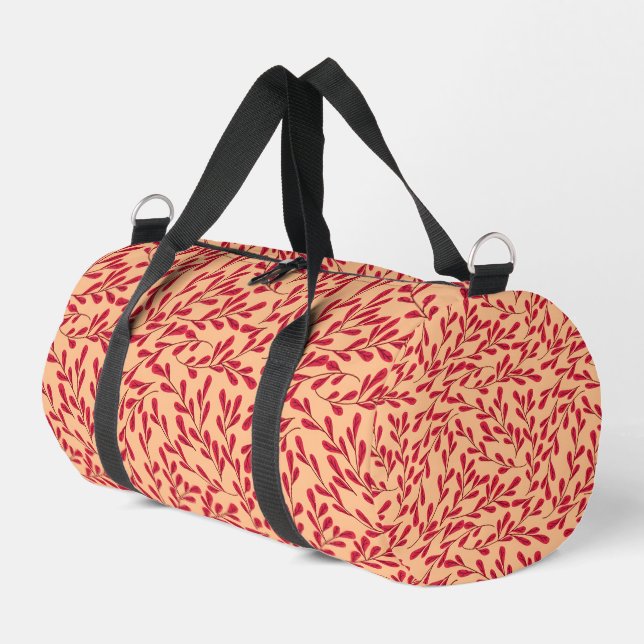 Sac De Sport Branches feuillues rouges motif sans couture (Coin gauche)