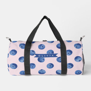 Sac De Sport Cadeau Personnalisé Aquarelle Myrtille Bleue Migno