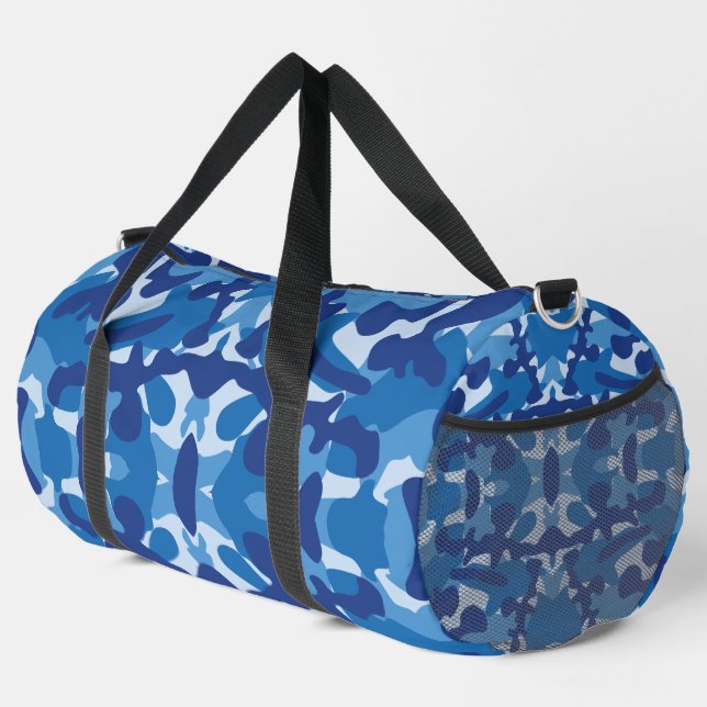 Sac De Sport Camouflage bleu Camo Motif de l'armée Monogramme (Coin droit)