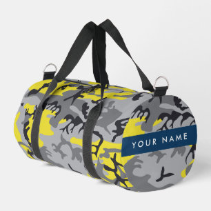 Sac De Sport Camouflage jaune et gris Votre nom Personnalisez