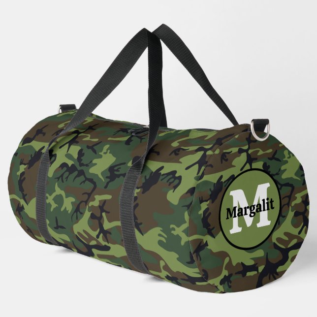 Sac de sport camouflage militaire à monogramme gra (Coin gauche)