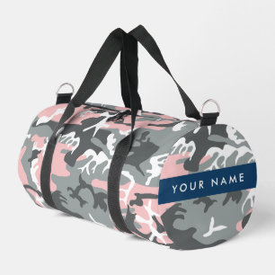 Sac De Sport Camouflage rose et gris Votre nom Personnalisez