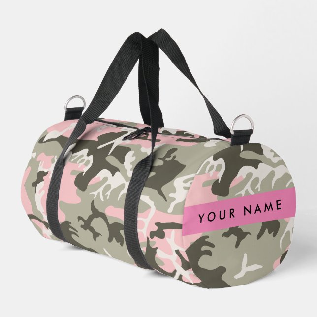 Sac De Sport Camouflage rose et vert Votre nom Personnalisez (Coin gauche)