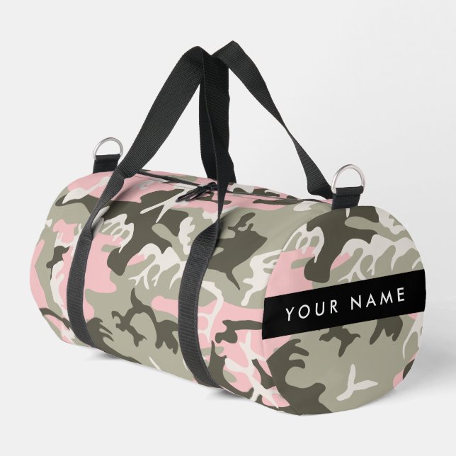 Sac De Sport Camouflage rose et vert Votre nom Personnalisez (Coin gauche)