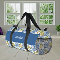 Carreau bleu motif de citron de campagne française