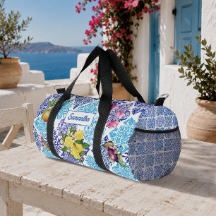 Sac De Sport Carreaux de azulejo floraux méditerranéens de citr