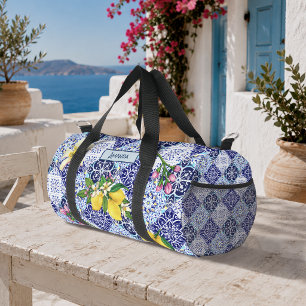 Sac De Sport Carreaux de céramique de citrus méditerranéen bleu