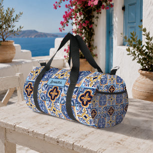 Sac De Sport Carreaux de céramique méditerranéens bleus sicilie