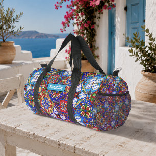 Sac De Sport Carreaux élégants de talavera mexicaine rouge bleu