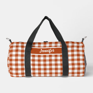 Sac De Sport Carreaux Gingham Rouge Rouille Personnalisé