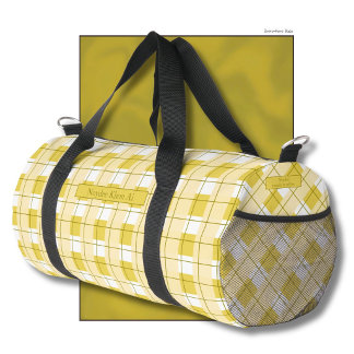Sac De Sport Carreaux Jaunes et Blancs, Votre Nom