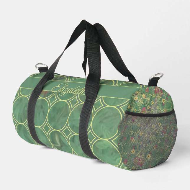Sac De Sport Carrelage vert floral (Coin droit)