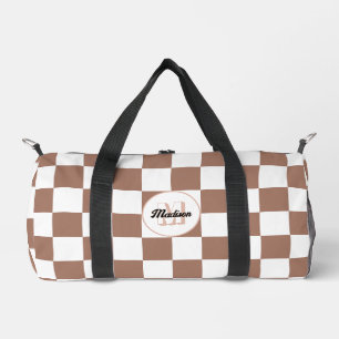 Sac De Sport Carrés à damier marron moka blanc rétro Monogramme