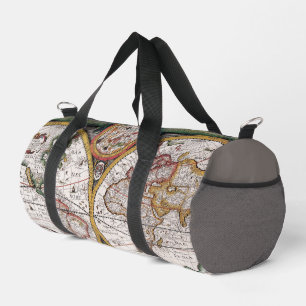 Sac De Sport Carte du monde vintage en Brown et gris