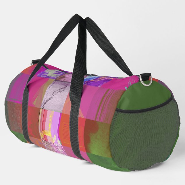 Sac De Sport CD1FE646 Abstrait Motif de Grille d'Art de Glitch  (Coin droit)