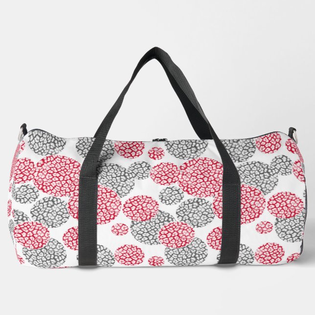 Sac De Sport Cercles avec imprimé léopard gris et rouge (Recto)