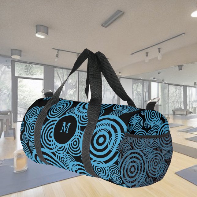 Sac De Sport Cercles bleus modernes et tendance sur monogramme  (Créateur téléchargé)