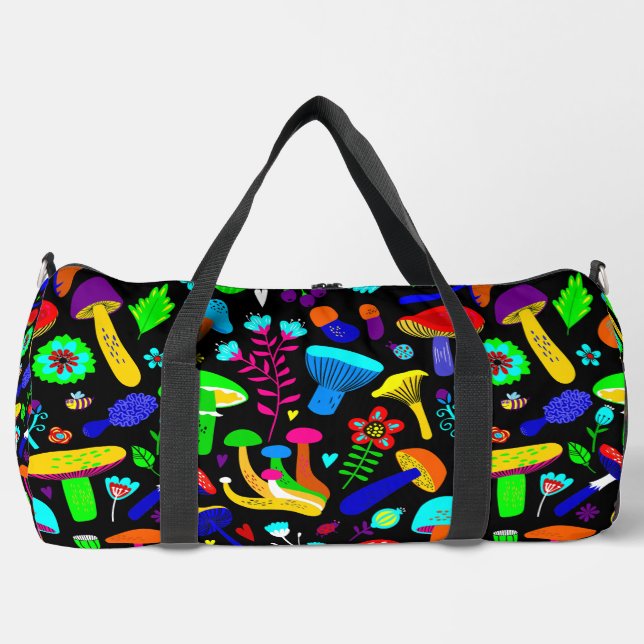 Sac De Sport champignons psychédéliques rétro floral vibrant (Recto)