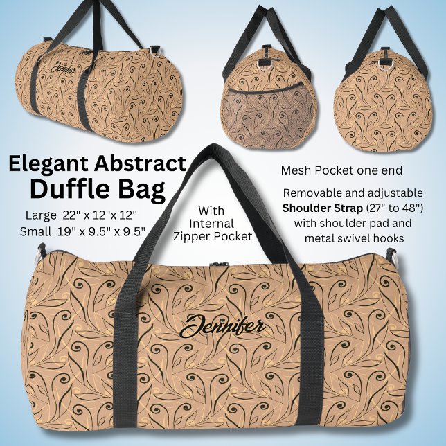 Sac De Sport Changer de nom, Beige Brown Moderne Abstrait (Créateur téléchargé)