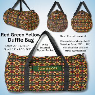 Sac De Sport Changer de nom, Rouge Vert Jaune Noir Carrés