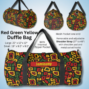 Sac De Sport Changer de nom, rouge vert jaune noir géométrique
