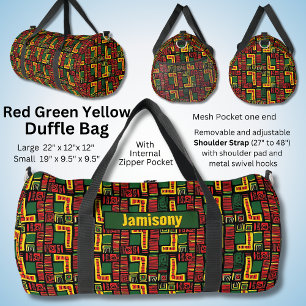 Sac De Sport Changer de nom, rouge vert jaune noir géométrique