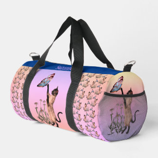 Sac De Sport Chat Et Papillon Siamois Personnalisé